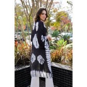 Black‎ and White Tie-Dye Kimono